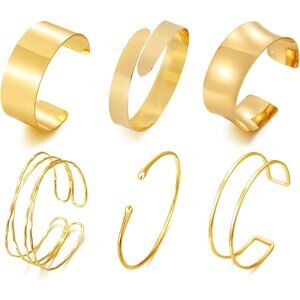 6PCS Arm Cuff Jewelry Women Adjustable Minimalist Bangle for Special Occasions